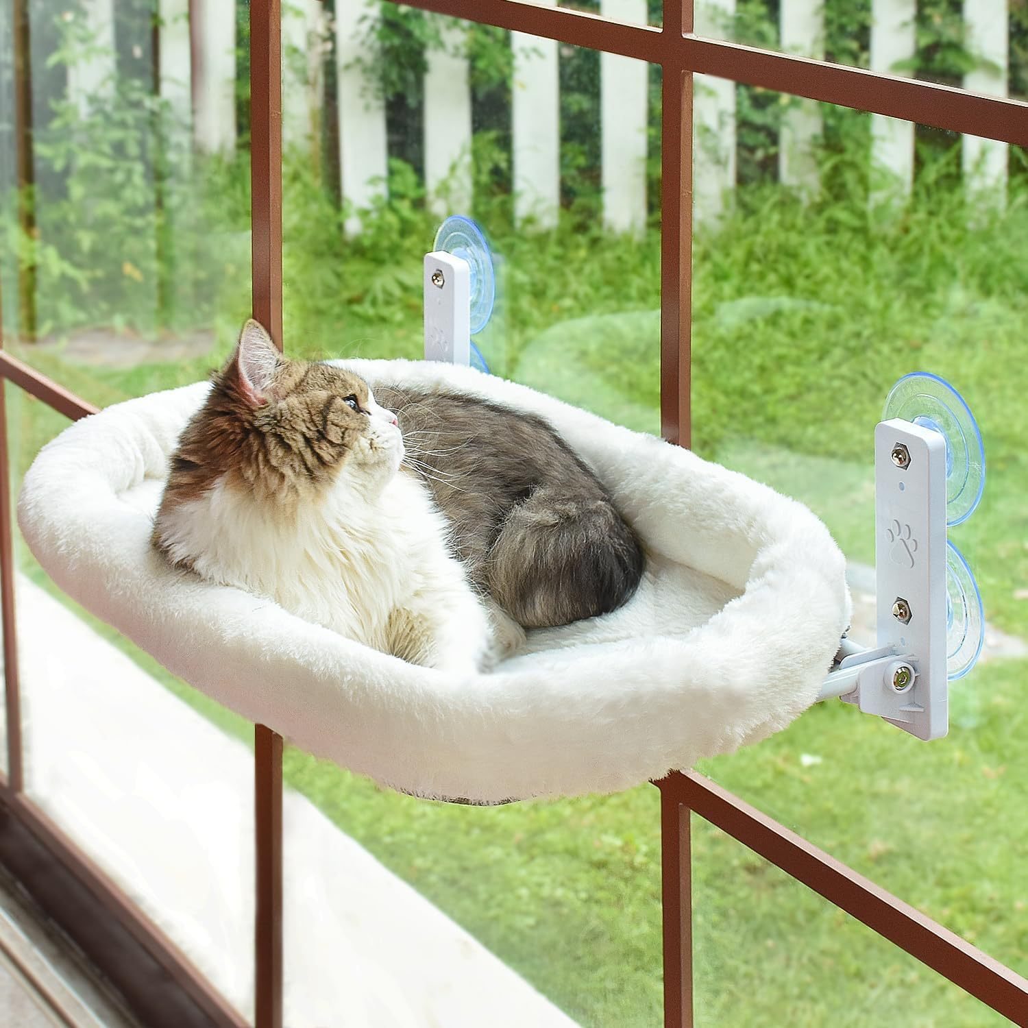Cat Window Perch - เปลแมวแบบแขวนหน้าต่างพร้อมถ้วยดูด ที่นอนสำหรับสัตว์เลี้ยงอาบแดดบนกระจก สำหรับระเบียง ที่นอนสัตว์เลี้ยง