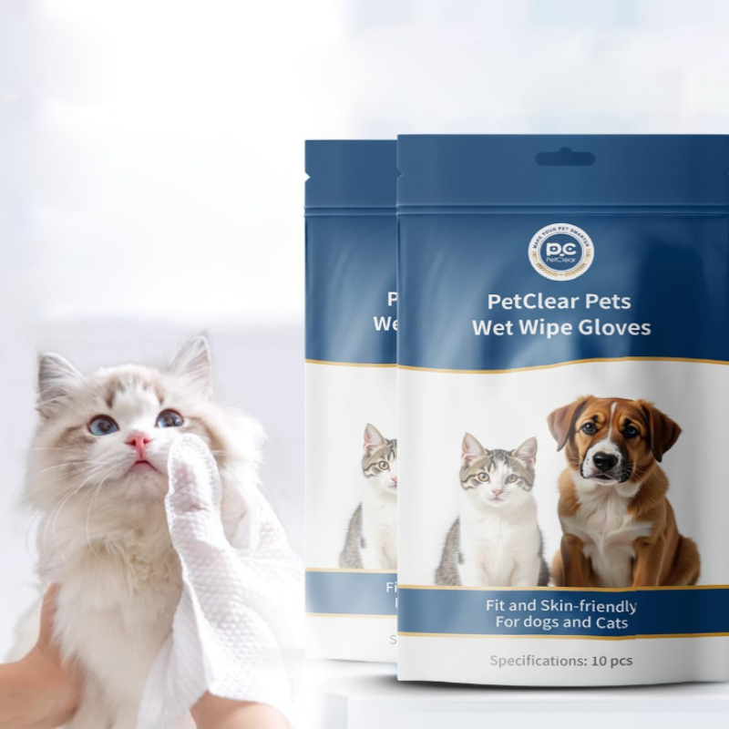 Pet Ear Cleaner - ถุงมือทำความสะอาดสัตว์เลี้ยงแบบใช้แล้วทิ้ง PetClear 10 ชิ้น ผ้าเช็ดทำความสะอาดสำหรับแมว สุนัข