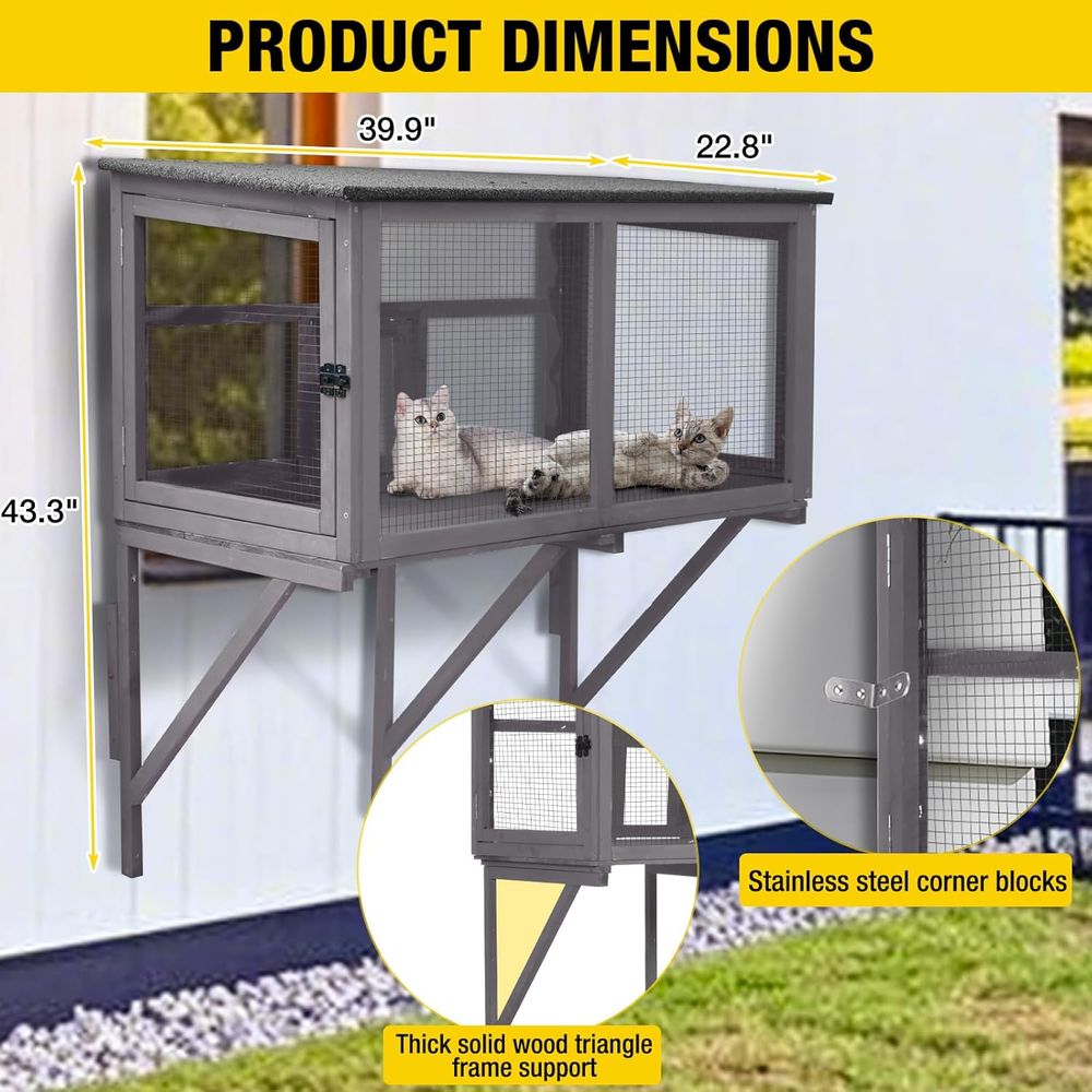 กรงแมวกลางแจ้งพร้อมหลังคาป้องก - Cat Window Perch บทวิจารณ์และราคา