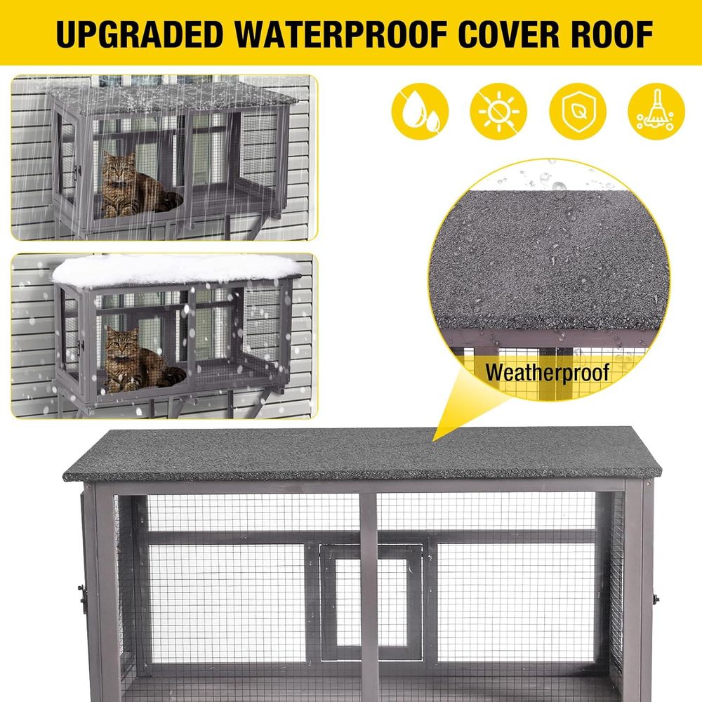 กรงแมวกลางแจ้งพร้อมหลังคาป้องก - Cat Window Perch บทวิจารณ์และราคา
